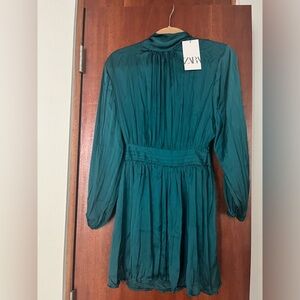 Zara Emerald Green Satin Dress